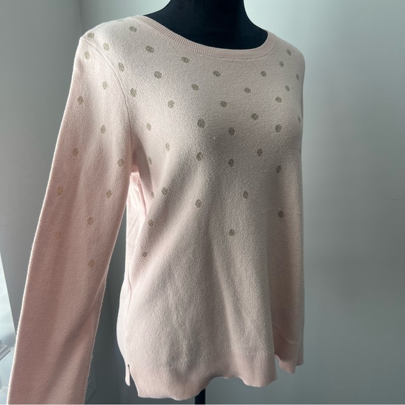 LOFT Light Pink Sweater with Gold Dotted Design - L - Picture 2 of 8